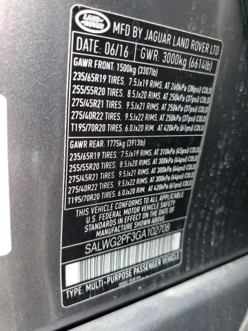 Photo 12 VIN: SALWG2PF3GA102708 - LAND ROVER RANGE ROVE 