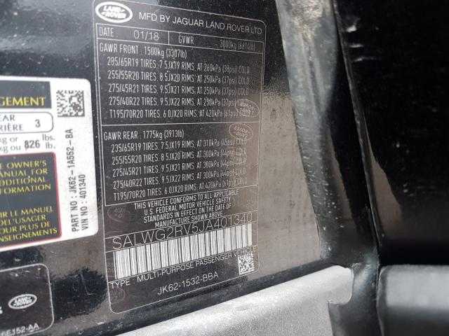 Photo 9 VIN: SALWG2RV5JA401340 - LAND ROVER RANGE ROVE 