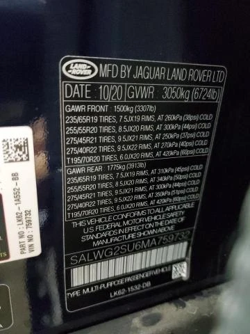 Photo 13 VIN: SALWG2SU6MA759732 - LAND ROVER RANGE ROVE 