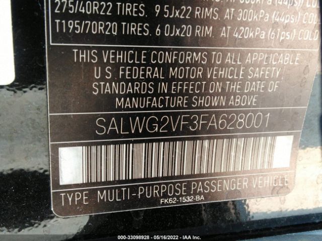 Photo 8 VIN: SALWG2VF3FA628001 - LAND ROVER RANGE ROVER SPORT 