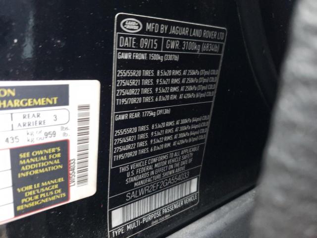 Photo 12 VIN: SALWR2EF2GA554033 - LAND ROVER RANGE ROVE 