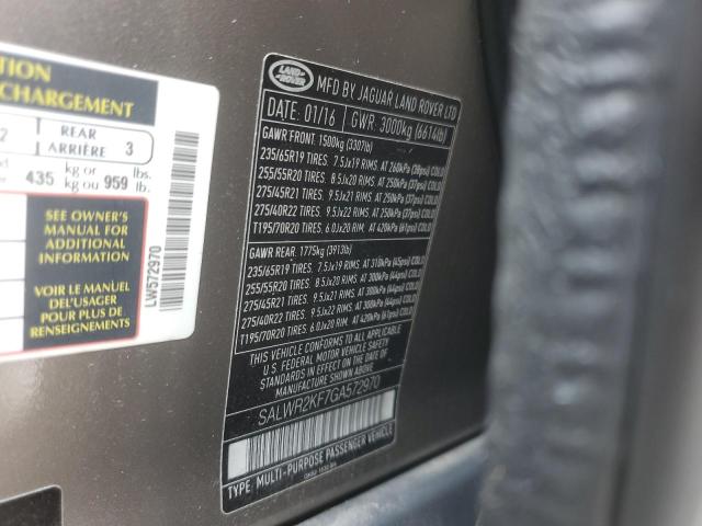 Photo 12 VIN: SALWR2KF7GA572970 - LAND ROVER RANGE ROVE 