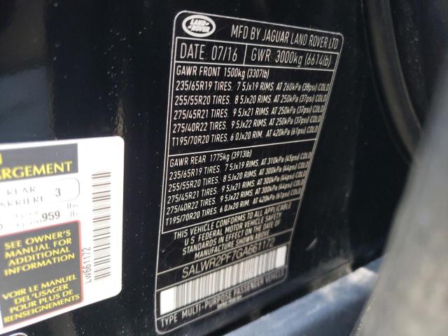 Photo 9 VIN: SALWR2PF7GA661172 - LAND ROVER RANGE ROVE 