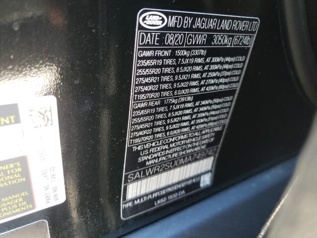 Photo 9 VIN: SALWR2SU0MA792742 - LAND ROVER RANGE ROVE 