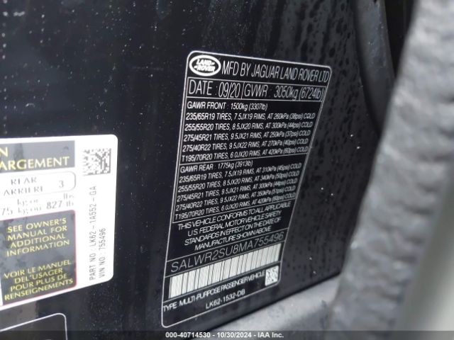 Photo 8 VIN: SALWR2SU8MA755496 - LAND ROVER RANGE ROVER SPORT 