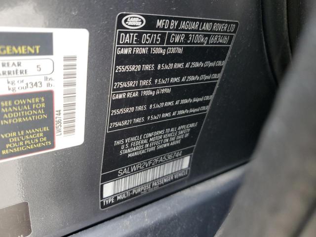 Photo 12 VIN: SALWR2VF2FA536744 - LAND ROVER RANGE ROVE 