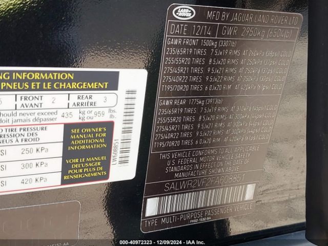 Photo 8 VIN: SALWR2VF2FA608851 - LAND ROVER RANGE ROVER SPORT 