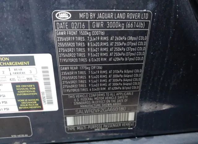 Photo 8 VIN: SALWR2VF2GA650180 - LAND ROVER RANGE ROVER SPORT 