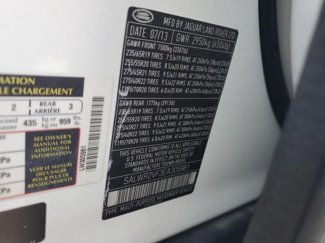 Photo 13 VIN: SALWR2VF3EA305981 - LAND ROVER RANGE ROVE 