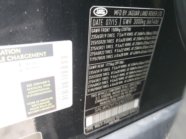 Photo 9 VIN: SALWR2VF5GA632000 - LAND ROVER RANGE ROVE 