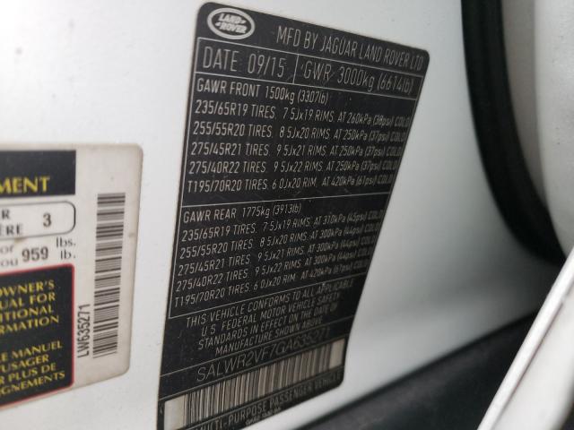 Photo 9 VIN: SALWR2VF7GA635271 - LAND ROVER RANGE ROVE 