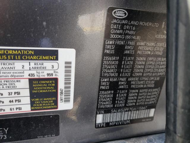 Photo 12 VIN: SALWS2PF7GA115847 - LAND ROVER RANGE ROVE 