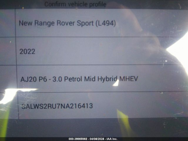 Photo 8 VIN: SALWS2RU7NA216413 - LAND ROVER RANGE ROVER SPORT 