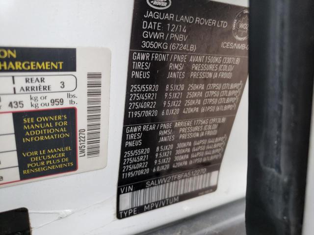 Photo 12 VIN: SALWV2TF8FA512270 - LAND ROVER RANGE ROVE 