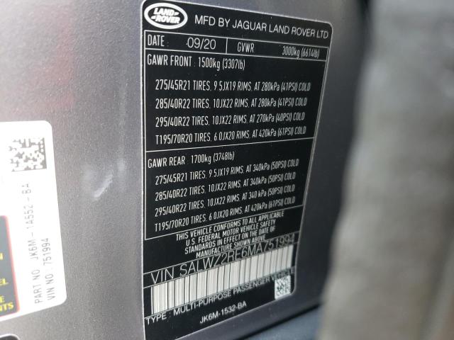 Photo 9 VIN: SALWZ2RE6MA751994 - LAND ROVER RANGE ROVE 