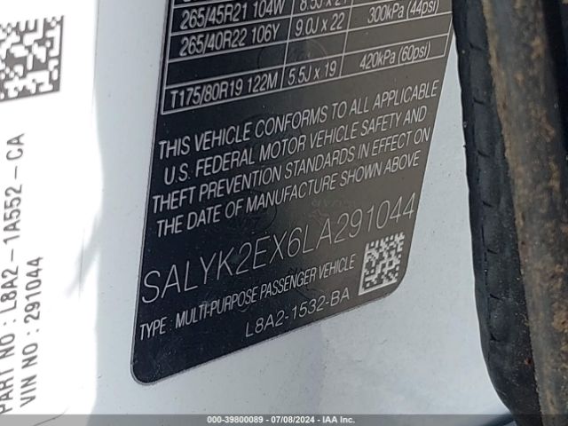 Photo 8 VIN: SALYK2EX6LA291044 - LAND ROVER RANGE ROVER VELAR 