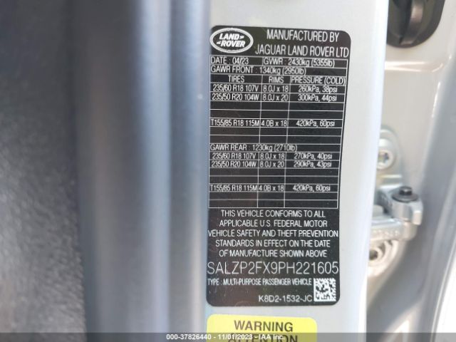 Photo 8 VIN: SALZP2FX9PH221605 - LAND ROVER RANGE ROVER EVOQUE 