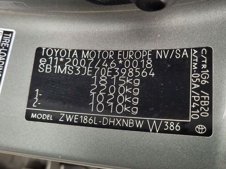 Photo 11 VIN: SB1MS3JE70E398564 - TOYOTA AURIS 