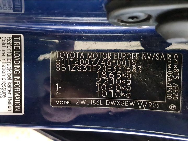 Photo 8 VIN: SB1ZS3JE20E331683 - TOYOTA AURIS 