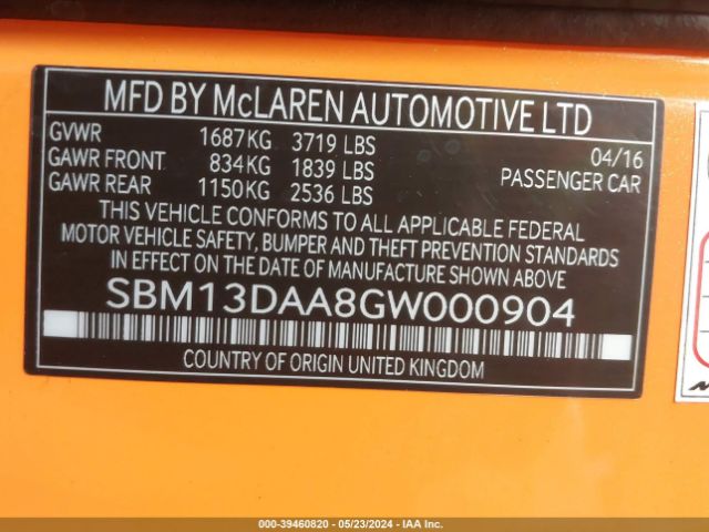 Photo 8 VIN: SBM13DAA8GW000904 - MCLAREN 570S 