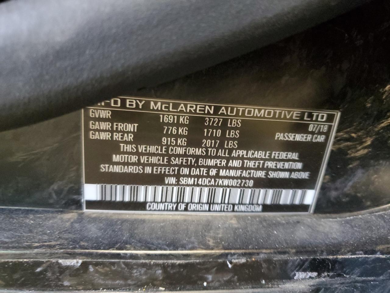 Photo 12 VIN: SBM14DCA7KW002730 - MCLAREN 720S 