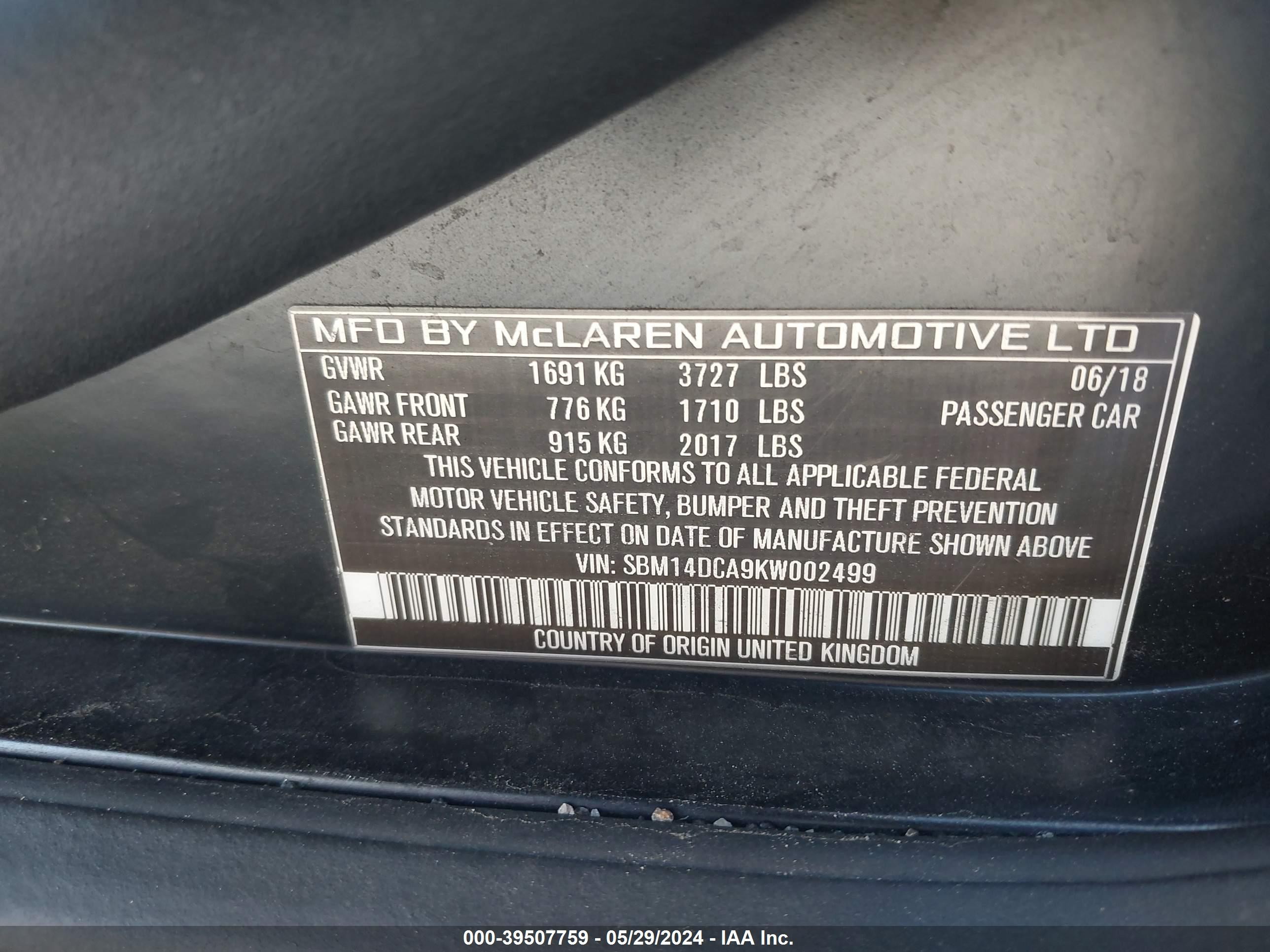 Photo 8 VIN: SBM14DCA9KW002499 - MCLAREN 720S 