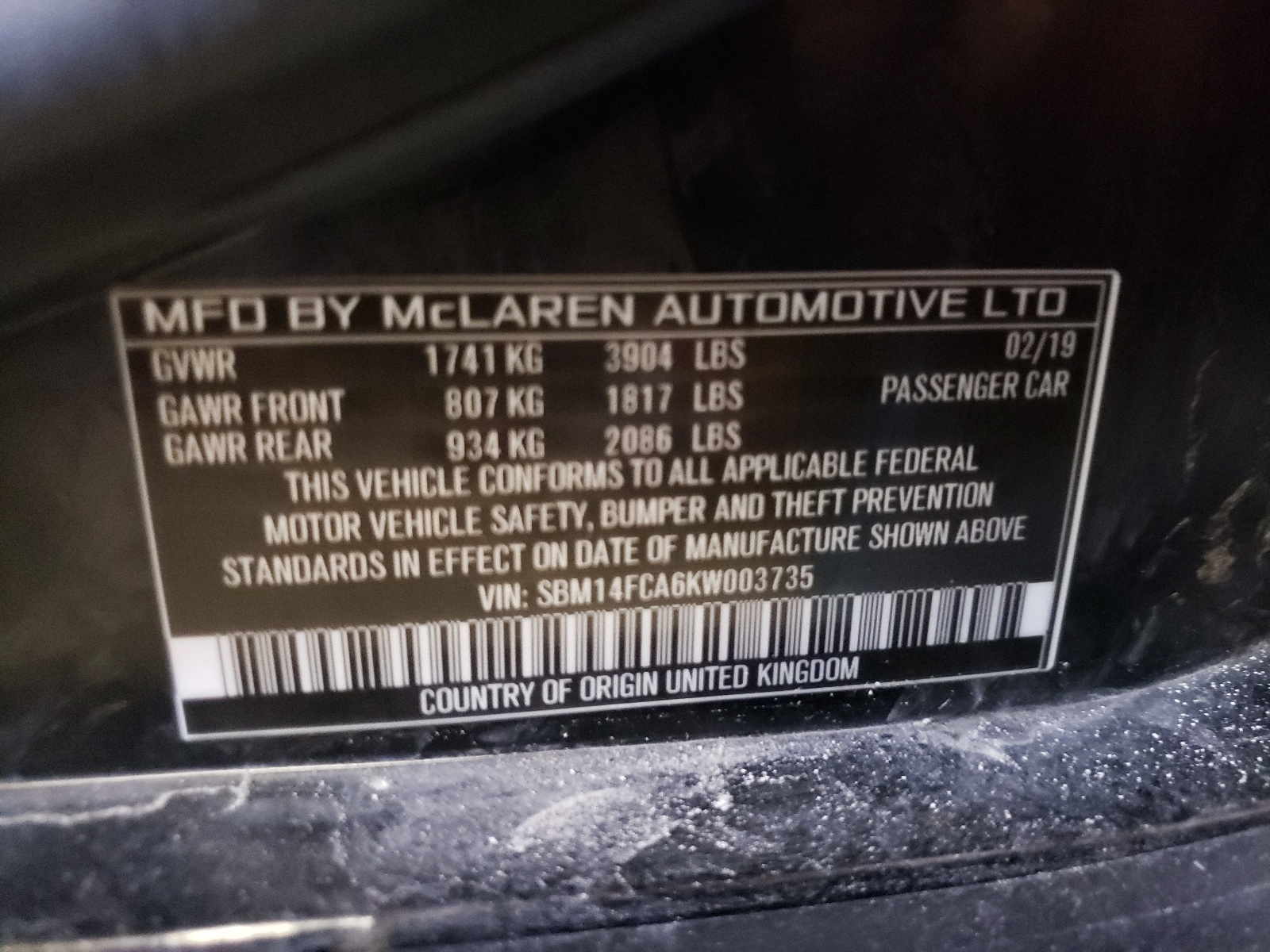 Photo 9 VIN: SBM14FCA6KW003735 - MCLAREN 720S 