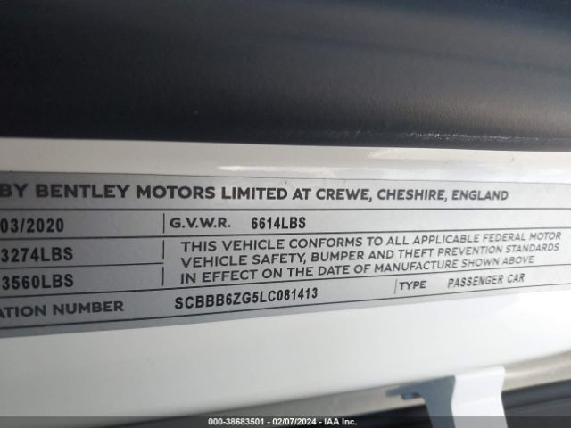 Photo 8 VIN: SCBBB6ZG5LC081413 - BENTLEY FLYING SPUR 