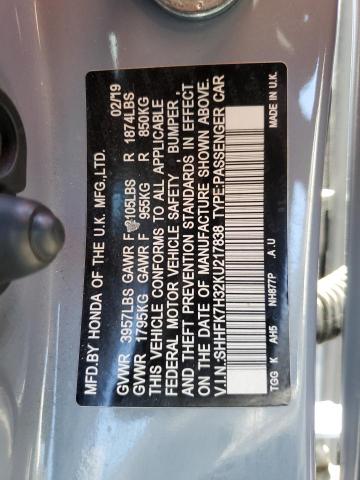 Photo 11 VIN: SHHFK7H32KU217838 - HONDA CIVIC LX 