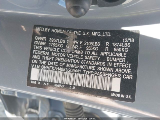 Photo 8 VIN: SHHFK7H40KU209441 - HONDA CIVIC 