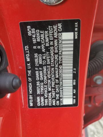 Photo 11 VIN: SHHFK7H41KU226040 - HONDA CIVIC SPOR 