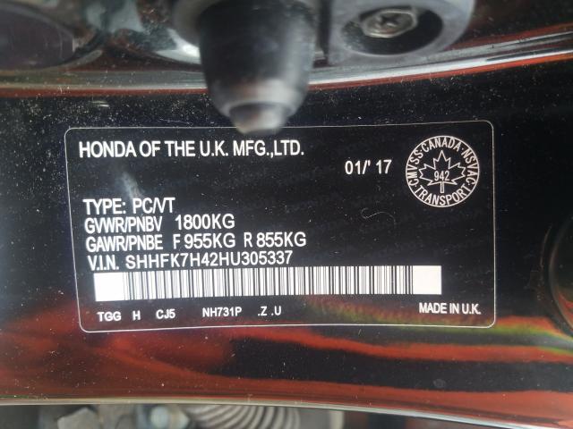 Photo 9 VIN: SHHFK7H42HU305337 - HONDA CIVIC SPOR 