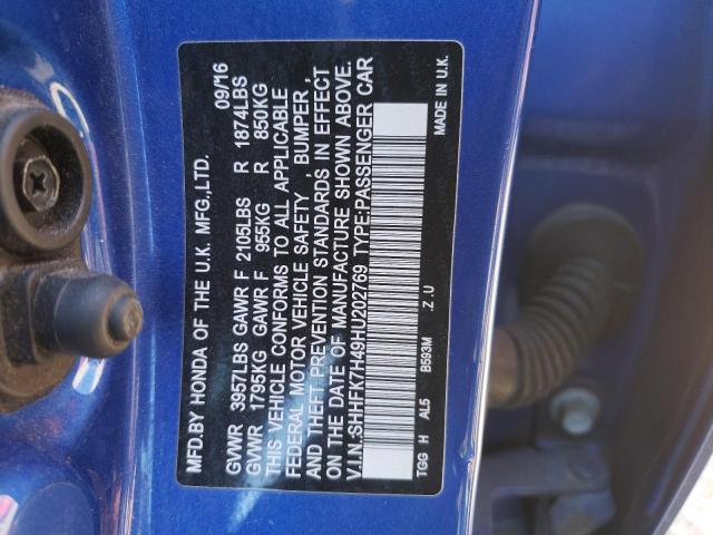 Photo 12 VIN: SHHFK7H49HU202769 - HONDA CIVIC 