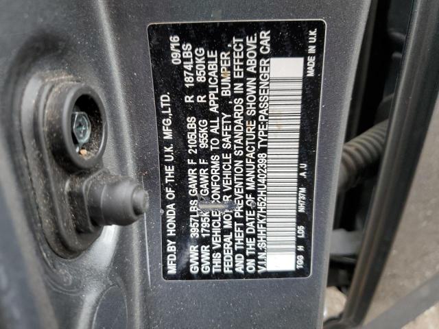 Photo 11 VIN: SHHFK7H52HU402398 - HONDA CIVIC EX 