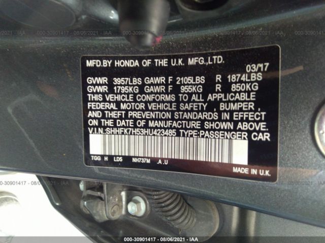 Photo 8 VIN: SHHFK7H53HU423485 - HONDA CIVIC 