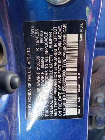 Photo 11 VIN: SHHFK7H55JU221009 - HONDA CIVIC EX 