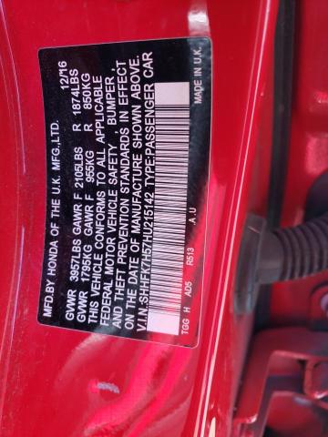 Photo 9 VIN: SHHFK7H57HU215142 - HONDA CIVIC EX 