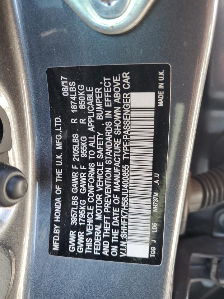 Photo 11 VIN: SHHFK7H58JU400855 - HONDA CIVIC 