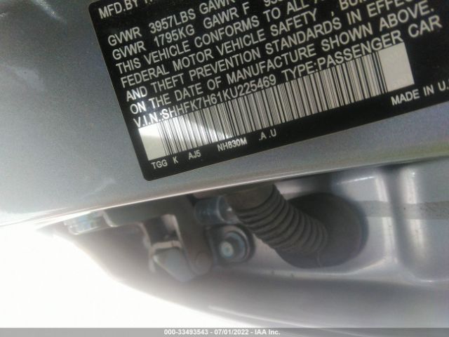 Photo 8 VIN: SHHFK7H61KU225469 - HONDA CIVIC HATCHBACK 