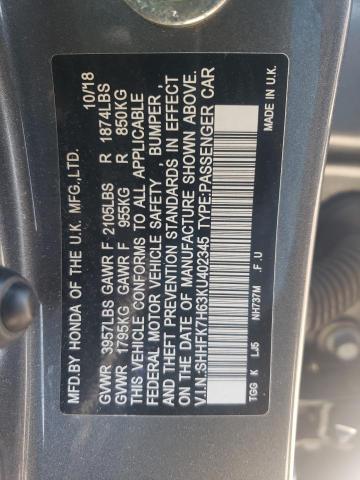 Photo 11 VIN: SHHFK7H63KU402345 - HONDA CIVIC EX 