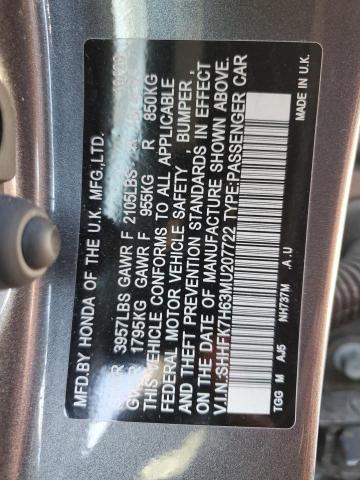 Photo 11 VIN: SHHFK7H63MU207722 - HONDA CIVIC EX 