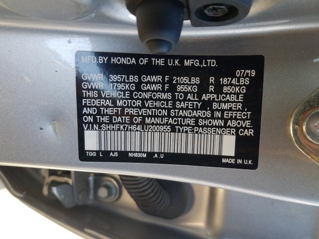 Photo 9 VIN: SHHFK7H64LU200955 - HONDA CIVIC EX 