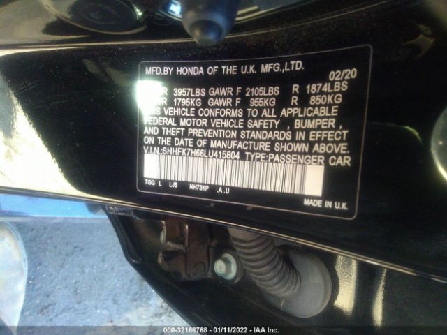 Photo 8 VIN: SHHFK7H66LU415804 - HONDA CIVIC HATCHBACK 