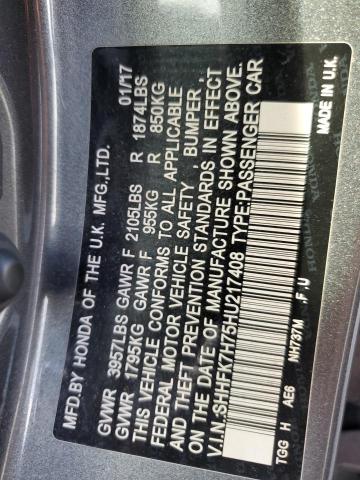 Photo 12 VIN: SHHFK7H75HU217408 - HONDA CIVIC EXL 