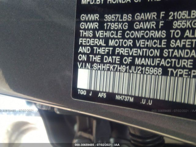 Photo 8 VIN: SHHFK7H91JU215968 - HONDA CIVIC HATCHBACK 