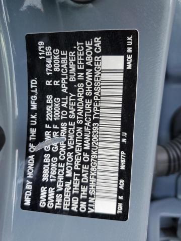 Photo 12 VIN: SHHFK8G79KU206393 - HONDA CIVIC TYPE 