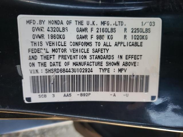 Photo 11 VIN: SHSRD68443U102924 - HONDA CRV 