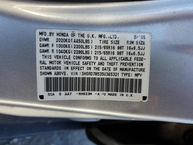 Photo 12 VIN: SHSRD78535U345321 - HONDA CRV 