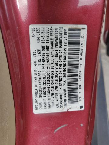 Photo 12 VIN: SHSRD78826U400675 - HONDA CR-V EX 