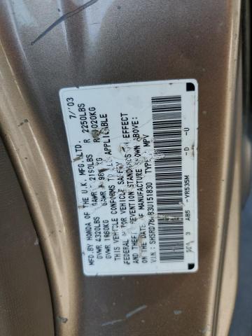 Photo 12 VIN: SHSRD78883U151830 - HONDA CRV 